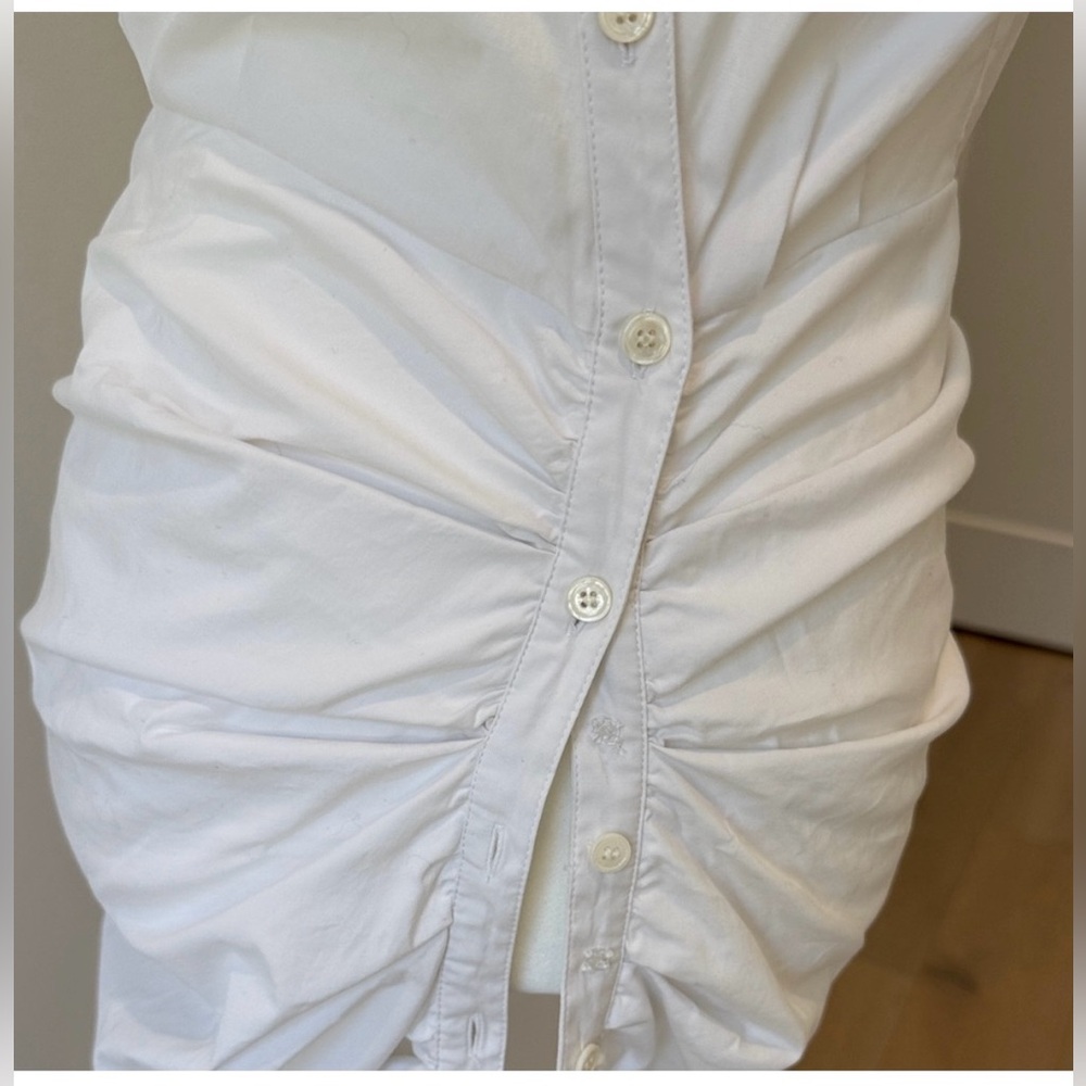 Veronica beard ruched shirt dress white dress - Picture 5 of 7